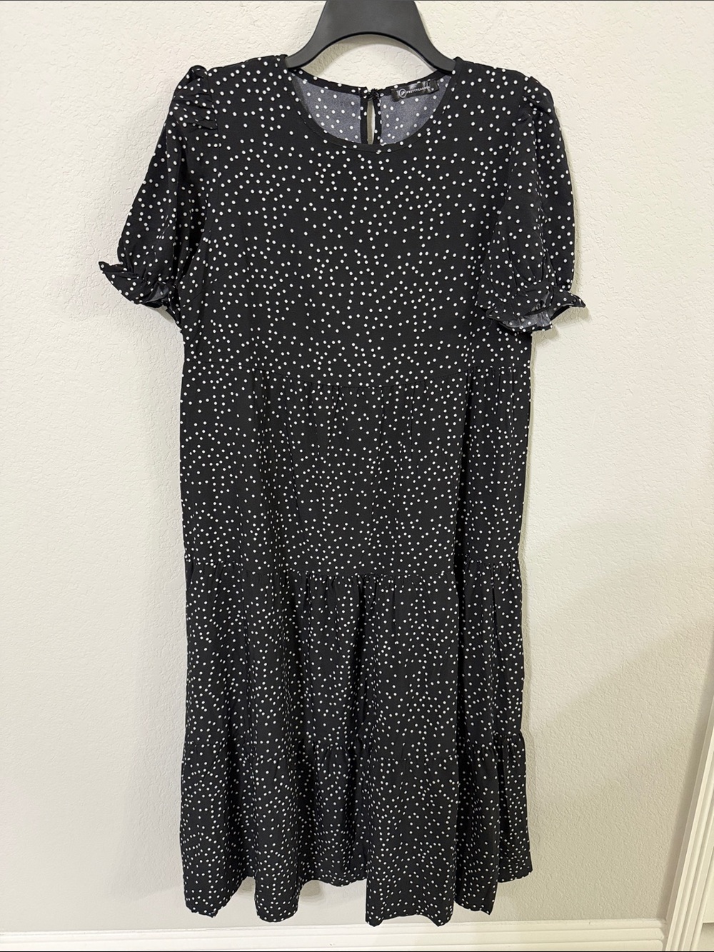 Prettygarden Polka Dot Maxi Dress with Short Puff Sleeves